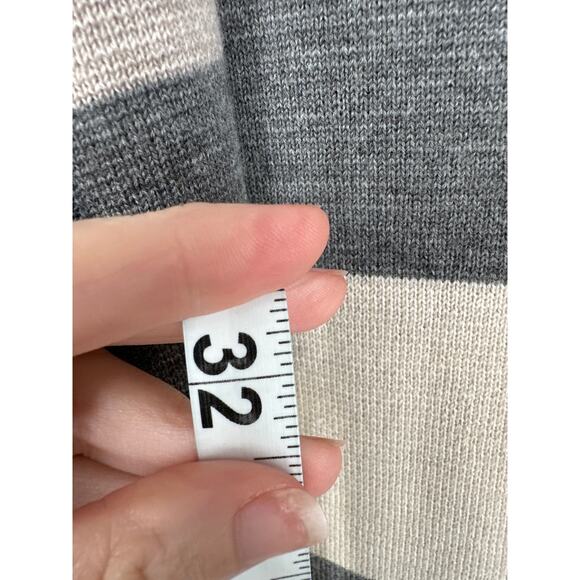 Talbots Cardigan Sweater Womens Small Beige Gray Striped Pure Merino Wool Cozy - Picture 6 of 7